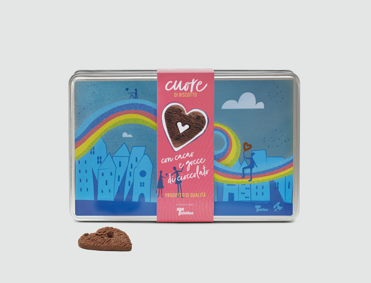 Cuore di biscotto con cacao e gocce di cioccolato con donazione aggiuntiva 2 euro