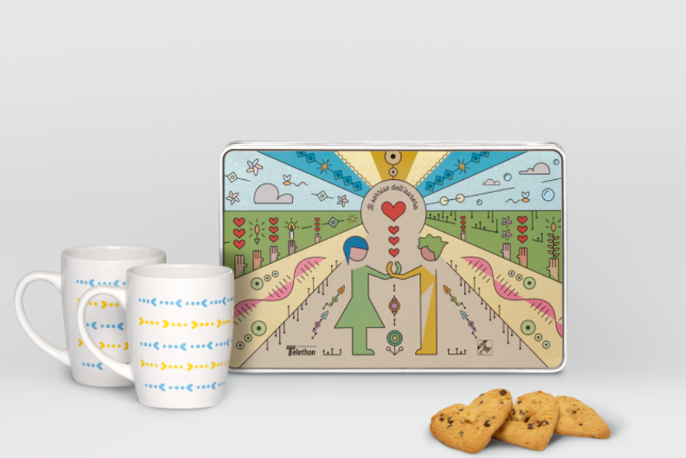 Set 2 mug e Cuore di biscotto con gocce di cioccolato